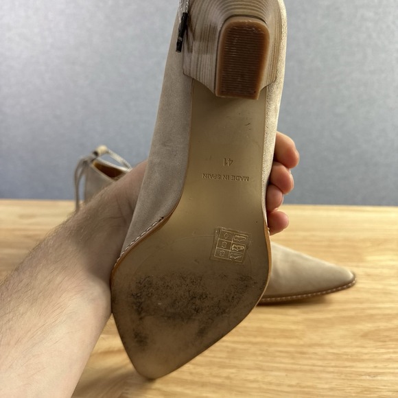 SUNDANCE Odell Heels Taupe Beige Suede Ankle Lace Up Heels 10-10.5 41 - Picture 5 of 8